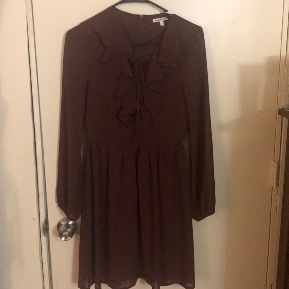 Maroon red dress with lace up stitching
